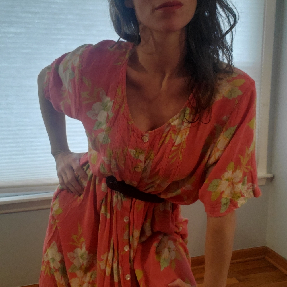 Vintage Hawaiian print dress sz 1x, best fit an XL